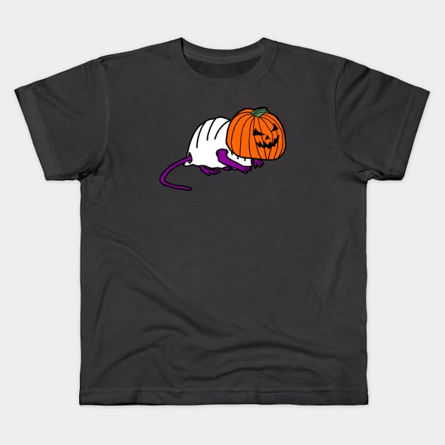 Cute Rat Wearing Halloween Horror Costume Kids T-Shirt by ellenhenryart